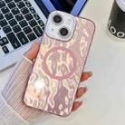 For iPhone 14 Plating Texture MagSafe TPU Phone Case with Glitter Lens Film(Pink Wrinkles) - 1