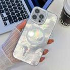 For iPhone 14 Pro Plating Texture MagSafe TPU Phone Case with Glitter Lens Film(White Tinfoil Texture) - 1