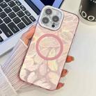 For iPhone 14 Pro Max Plating Texture MagSafe TPU Phone Case with Glitter Lens Film(Pink Feathers) - 1