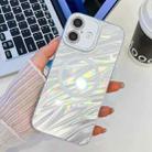 For iPhone 16 Plating Texture MagSafe TPU Phone Case with Glitter Lens Film(White Water Ripples) - 1