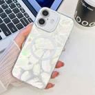 For iPhone 16 Plating Texture MagSafe TPU Phone Case with Glitter Lens Film(White Feathers) - 1