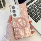For Samsung Galaxy S24 5G Plating Texture MagSafe TPU Phone Case with Glitter Lens Film(Pink Wrinkles) - 1