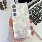 For Samsung Galaxy S24+ 5G Plating Texture MagSafe TPU Phone Case with Glitter Lens Film(White Tinfoil Texture) - 1