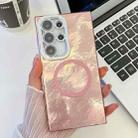 For Samsung Galaxy S24 Ultra 5G Plating Texture MagSafe TPU Phone Case with Glitter Lens Film(Pink Tinfoil Texture) - 1