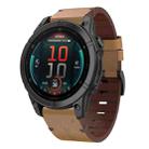 For Garmin Fenix 8 AMOLED 47mm Leather Steel Buckle 22mm Watch Band(Light Brown) - 1