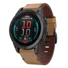 For Garmin Fenix 8 MIP 47mm Leather Steel Buckle 22mm Watch Band(Light Brown) - 1