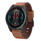 For Garmin Fenix 8 MIP 47mm Leather Steel Buckle 22mm Watch Band(Brown) - 1