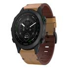 For Garmin MARQ Golfer Leather Steel Buckle 22mm Watch Band(Light Brown) - 1