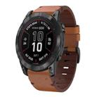 For Garmin Quatix 7 Leather Steel Buckle 22mm Watch Band(Brown) - 1