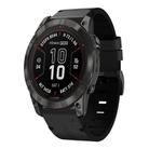 For Garmin Fenix 7 Pro 47mm Leather Steel Buckle 22mm Watch Band(Black) - 1