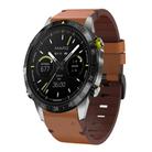 For Garmin MARQ Athlete Gen 2 Leather Steel Buckle 22mm Watch Band(Brown) - 1