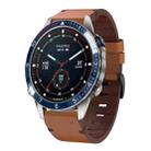 For Garmin MARQ Captain Gen 2 Leather Steel Buckle 22mm Watch Band(Brown) - 1
