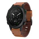 For Garmin MARQ Golfer Gen 2 Leather Steel Buckle 22mm Watch Band(Brown) - 1