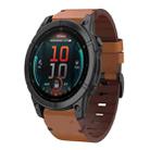 For Garmin Fenix 8 MIP 51mm Leather Steel Buckle 26mm Watch Band(Brown) - 1