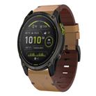 For Garmin Enduro 3 Leather Steel Buckle 26mm Watch Band(Light Brown) - 1