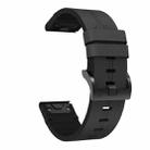 For Garmin Instinct 2X Solar Leather Steel Buckle 26mm Watch Band(Black) - 2