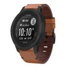 For Garmin Instinct 2X Solar Leather Steel Buckle 26mm Watch Band(Brown) - 1