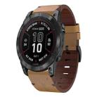 For Garmin Fenix 7S Pro 42mm Leather Steel Buckle 20mm Watch Band(Light Brown) - 1