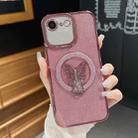 For iPhone 7 / 8 / SE 2022 Plating Glitter Butterfly Holder Phone Case(Pink) - 1
