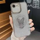 For iPhone 7 / 8 / SE 2022 Plating Glitter Butterfly Holder Phone Case(Silver) - 1