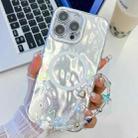 For iPhone 16 Pro Max Plating Texture Wristband MagSafe TPU Phone Case with Glitter Lens Film(White Wrinkles) - 1