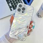 For iPhone 16 Pro Plating Texture Wristband MagSafe TPU Phone Case with Glitter Lens Film(White Water Ripples) - 1