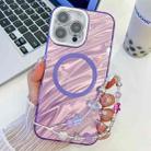 For iPhone 16 Pro Plating Texture Wristband MagSafe TPU Phone Case with Glitter Lens Film(Purple Water Ripples) - 1