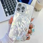 For iPhone 15 Pro Max Plating Texture Wristband MagSafe TPU Phone Case with Glitter Lens Film(White Wrinkles) - 1