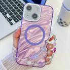 For iPhone 13 Plating Texture Wristband MagSafe TPU Phone Case with Glitter Lens Film(Purple Water Ripples) - 1