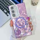 For Samsung Galaxy S24 FE 5G Plating Texture Wristband MagSafe TPU Phone Case with Glitter Lens Film(Purple Wrinkles) - 1