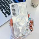 For Samsung Galaxy S24 FE 5G Plating Texture Wristband MagSafe TPU Phone Case with Glitter Lens Film(White Tinfoil Texture) - 1