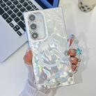 For Samsung Galaxy A55 5G Plating Texture Wristband MagSafe TPU Phone Case with Glitter Lens Film(White Wrinkles) - 1