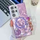 For Samsung Galaxy S24 Ultra 5G Plating Texture Wristband MagSafe TPU Phone Case with Glitter Lens Film(Purple Wrinkles) - 1