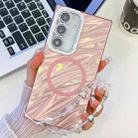 For Samsung Galaxy S24+ 5G Plating Texture Wristband MagSafe TPU Phone Case with Glitter Lens Film(Pink Water Ripples) - 1