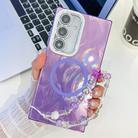 For Samsung Galaxy S24+ 5G Plating Texture Wristband MagSafe TPU Phone Case with Glitter Lens Film(Purple Feather Yarn) - 1