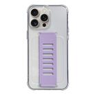 For iPhone 16 Pro Transparent Wristband Shockproof TPU Phone Case(Purple) - 1