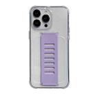 For iPhone 16 Plus Transparent Wristband Shockproof TPU Phone Case(Purple) - 1