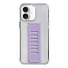 For iPhone 16 Transparent Wristband Shockproof TPU Phone Case(Purple) - 1