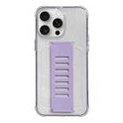 For iPhone 15 Pro Max Transparent Wristband Shockproof TPU Phone Case(Purple) - 1