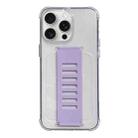 For iPhone 15 Pro Transparent Wristband Shockproof TPU Phone Case(Purple) - 1