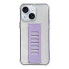 For iPhone 15 Plus Transparent Wristband Shockproof TPU Phone Case(Purple) - 1