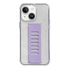 For iPhone 14 Plus Transparent Wristband Shockproof TPU Phone Case(Purple) - 1