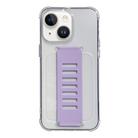 For iPhone 14 Transparent Wristband Shockproof TPU Phone Case(Purple) - 1