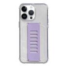 For iPhone 14 Pro Transparent Wristband Shockproof TPU Phone Case(Purple) - 1