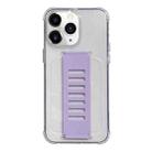 For iPhone 11 Pro Max Transparent Wristband Shockproof TPU Phone Case(Purple) - 1