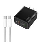 120W PD3.0 3 Type-C 2 USB Multi Port Quick Charger with Type-C to Type-C Cable, US Plug(Black) - 1