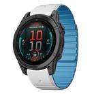 For Garmin Fenix E 47mm Dual Color Magnetic Quick Release 22mm Silicone Watch Band(White+Sky Blue) - 1