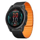 For Garmin Fenix E 47mm Dual Color Magnetic Quick Release 22mm Silicone Watch Band(Black+Orange) - 1