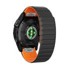 For Garmin Fenix E 47mm Dual Color Magnetic Quick Release 22mm Silicone Watch Band(Black+Orange) - 2