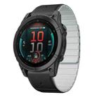 For Garmin Fenix E 47mm Dual Color Magnetic Quick Release 22mm Silicone Watch Band(Black+Gray) - 1